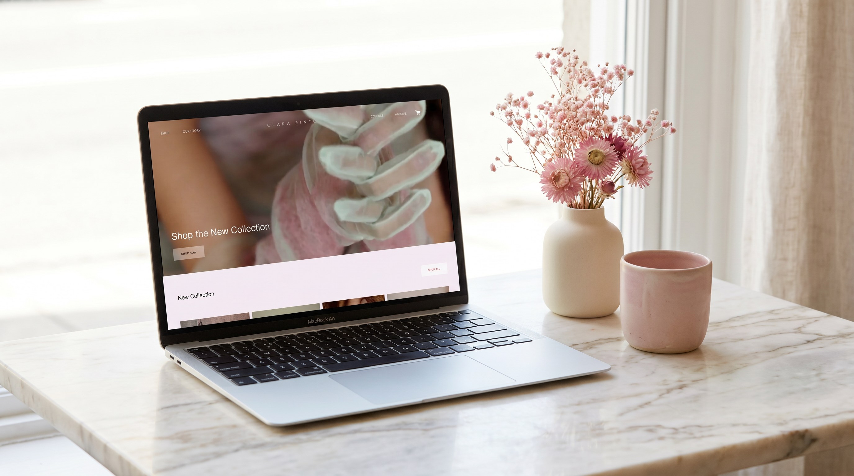 Clara Pinto store on a laptop