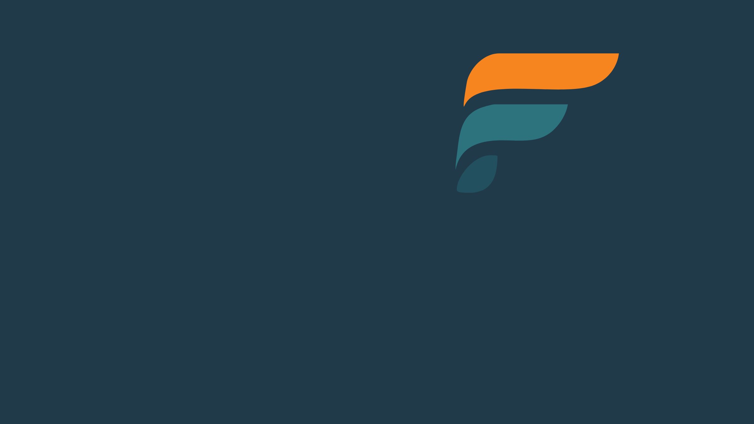 The Fortiter F mark in orange and teal on Deep Slate
