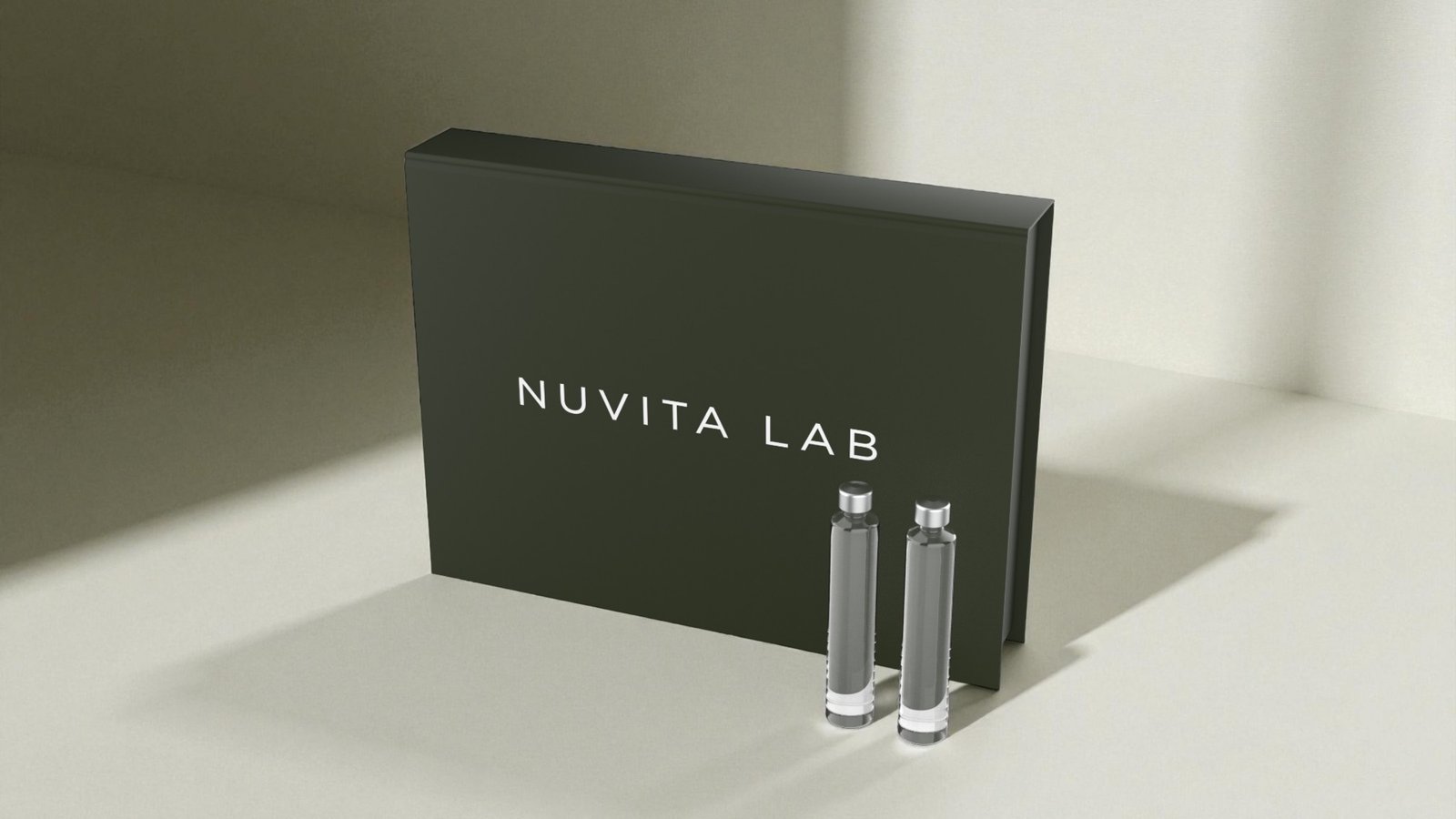 Nuvita Lab box with two vials, soft window light