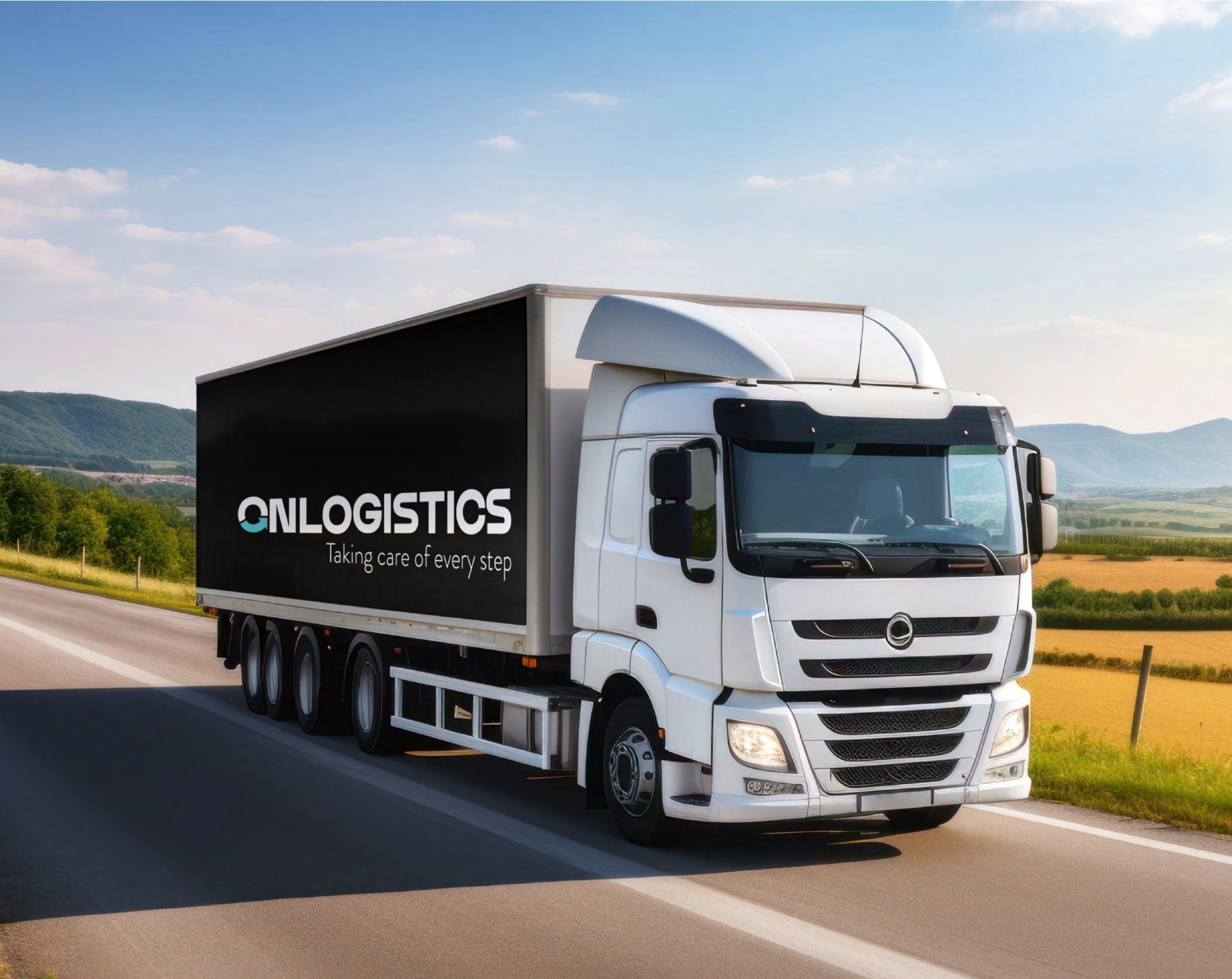 OnLogistics fleet livery on a black lorry trailer