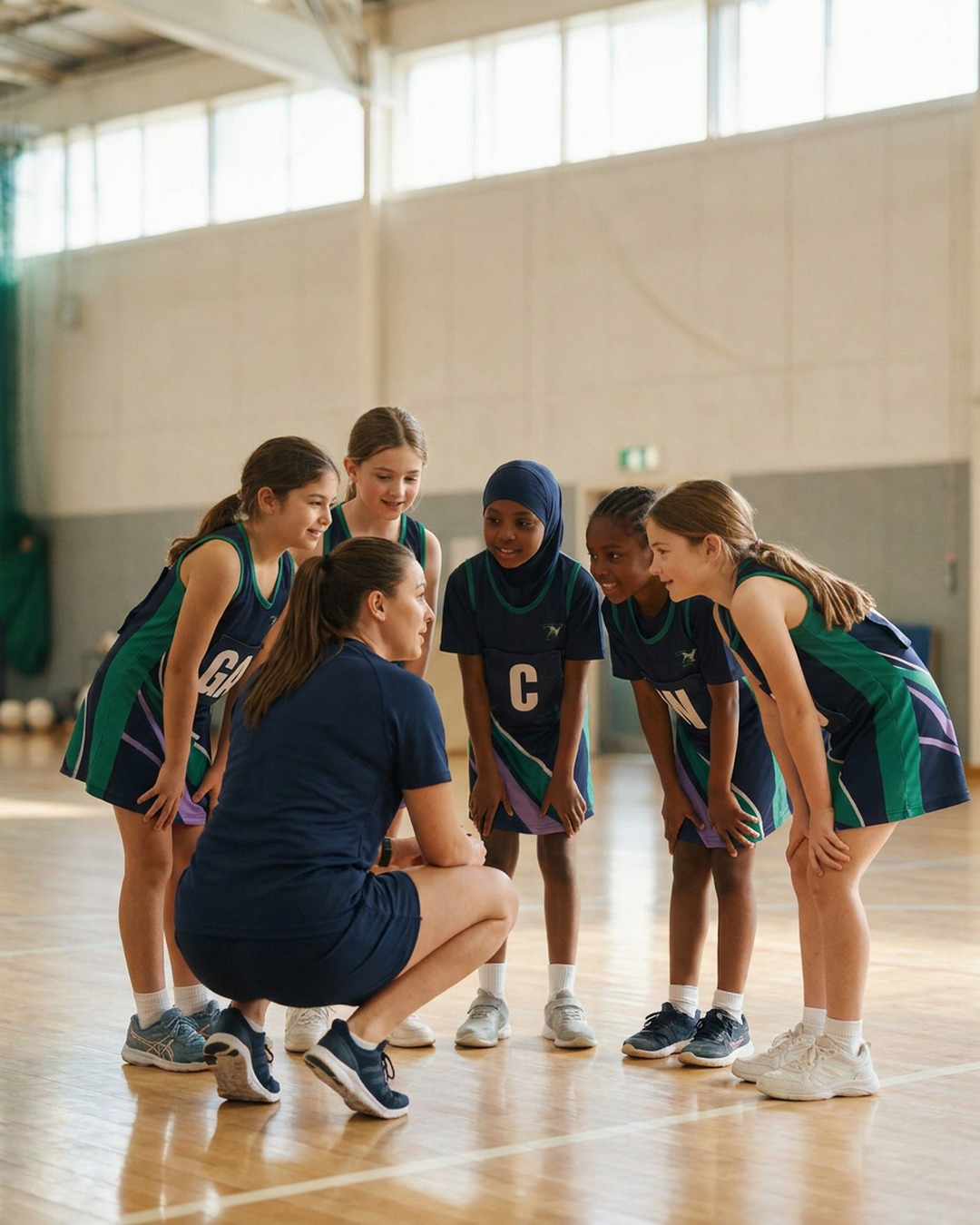 Sirens image library, a team huddle with the coach