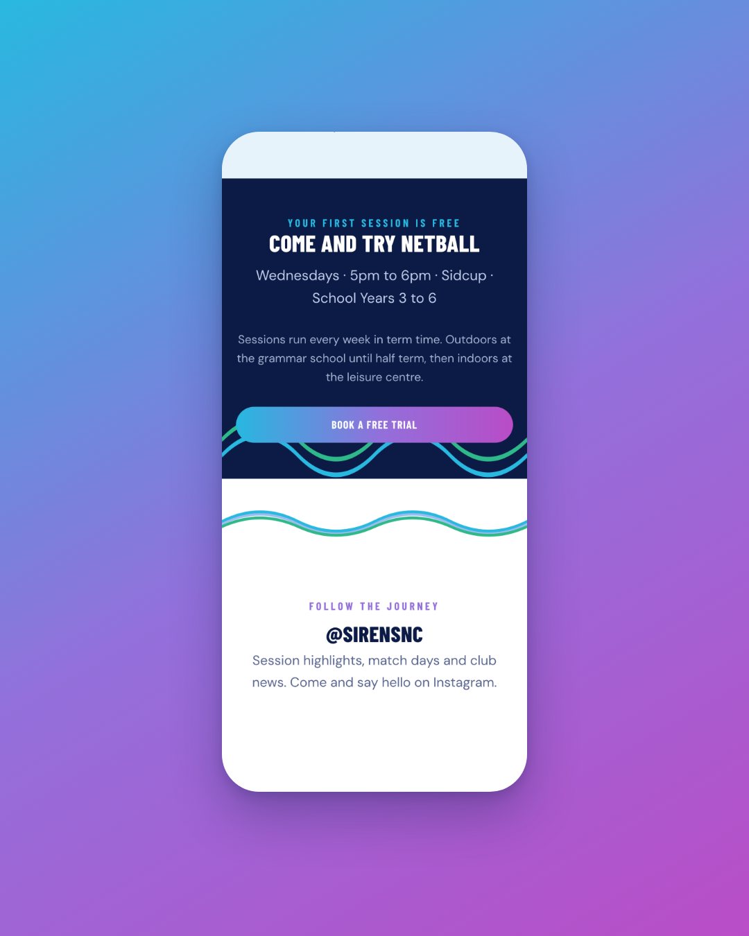 Sirens Netball Club · Mobile site