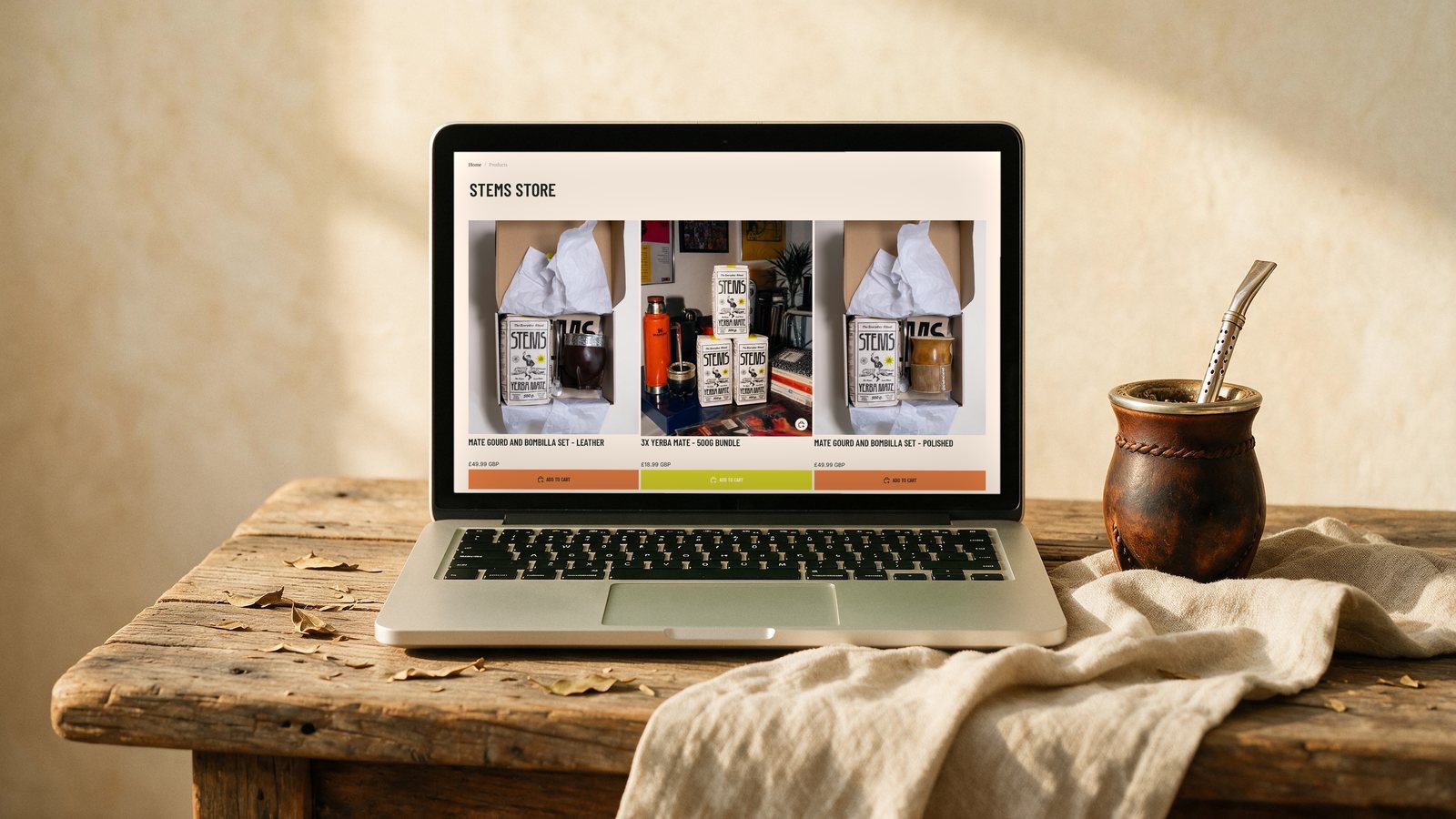 A Shopify store for a product brand shown open on a laptop