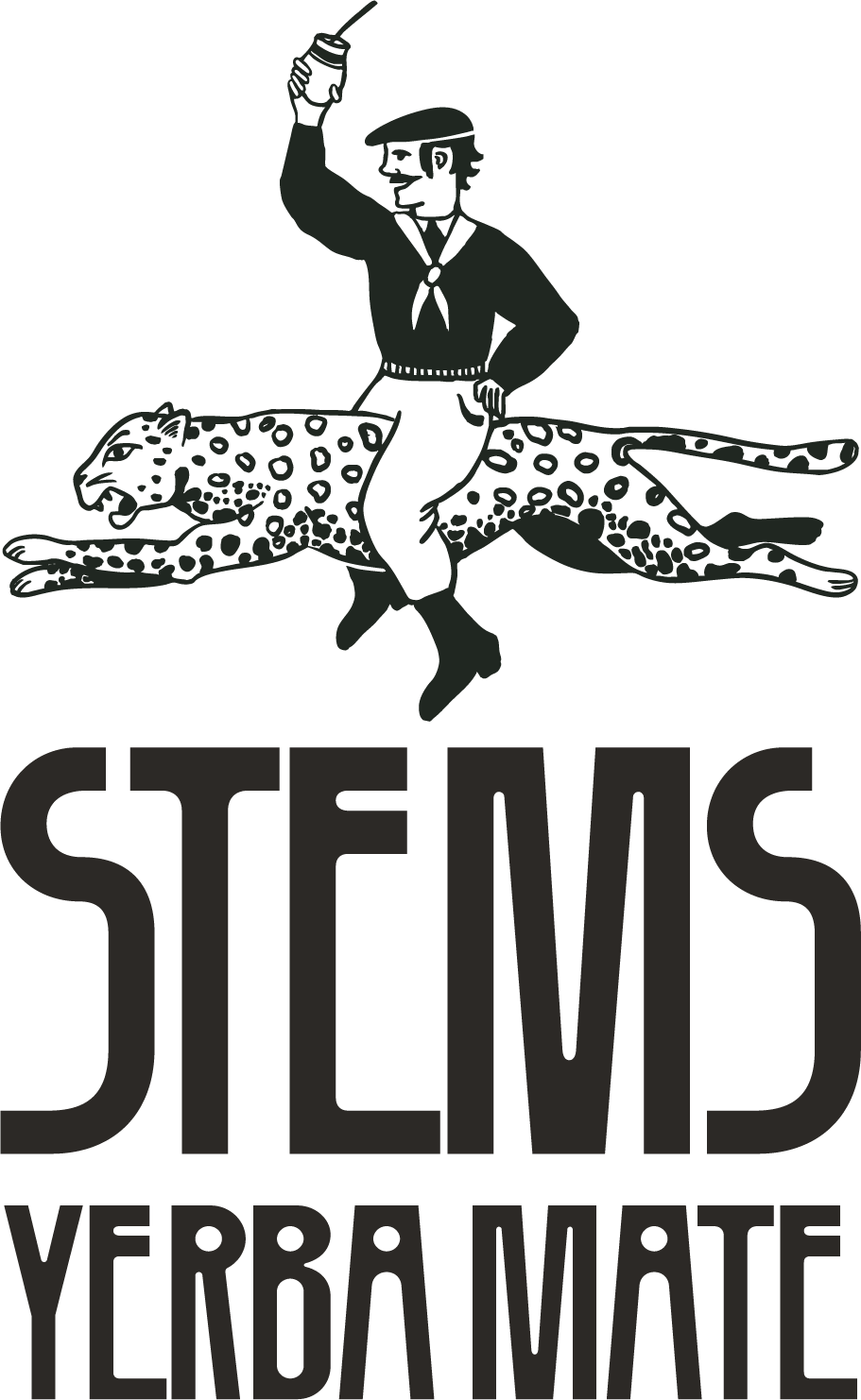 The Stems Yerba Mate logo, a gaucho riding a jaguar