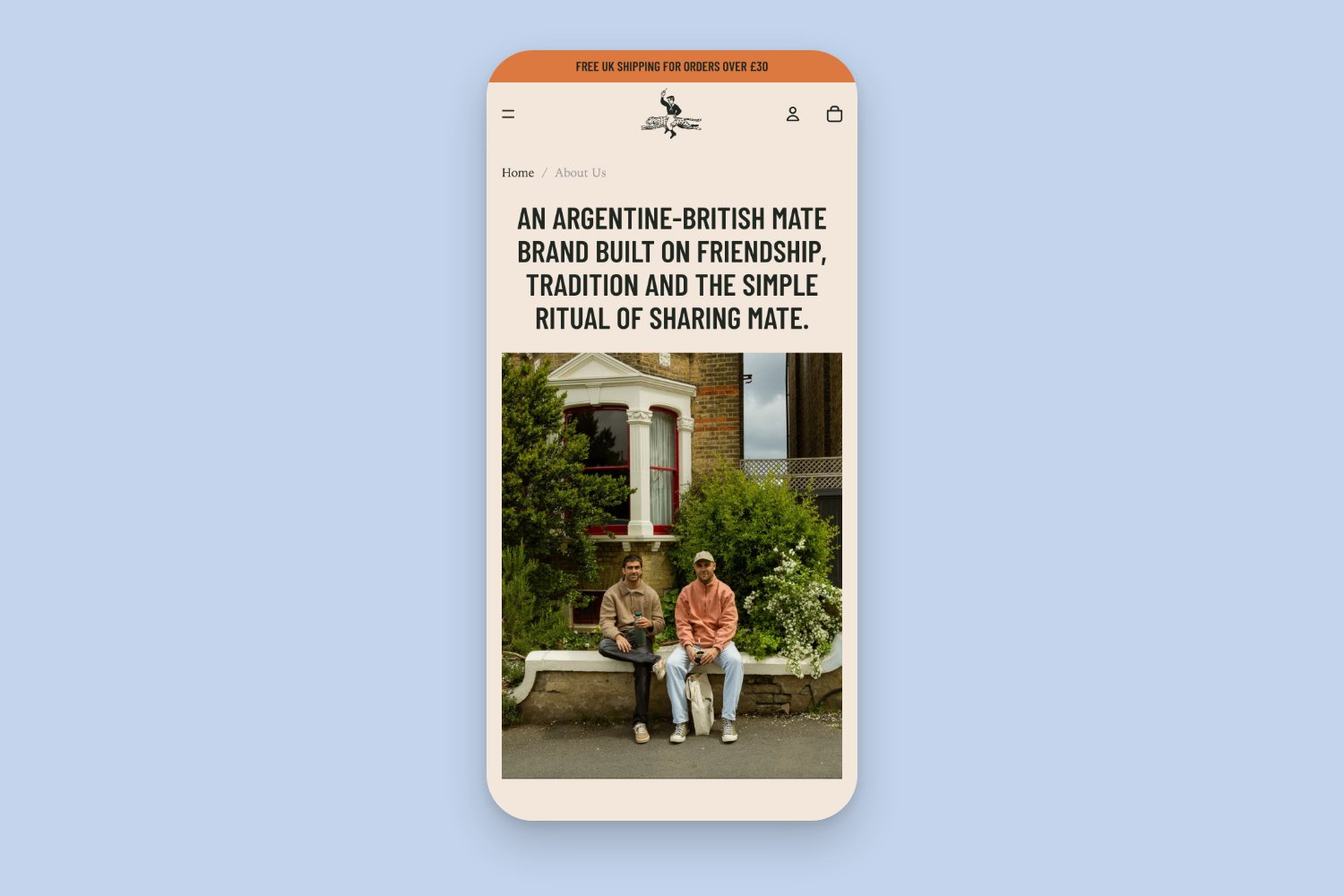 Stems · Mobile store, the About page