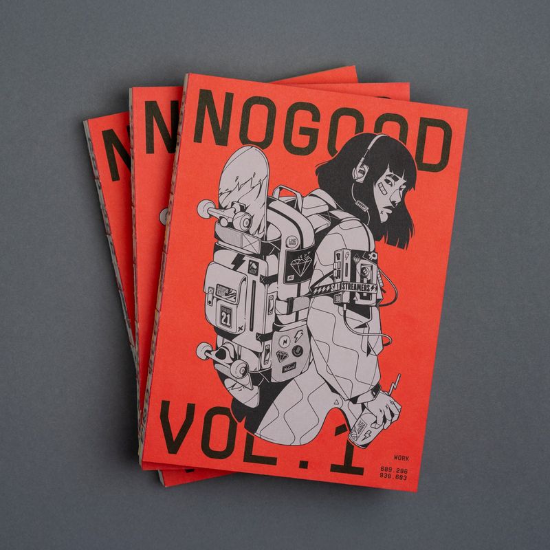 The NoGood Book, Vol. 1 by NoGood: Self-published monograph whose red cover is set in big Supply Mono, with mono catalogue numbers on the cover and spine